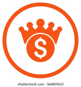 Financial Power vector icon. Style is flat circled symbol, orange color, rounded angles, white background.