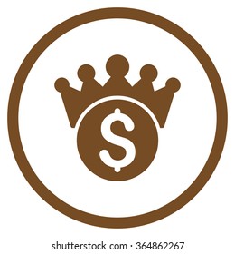 Financial Power vector icon. Style is flat circled symbol, brown color, rounded angles, white background.