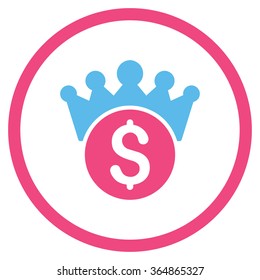 Financial Power vector icon. Style is bicolor flat circled symbol, pink and blue colors, rounded angles, white background.