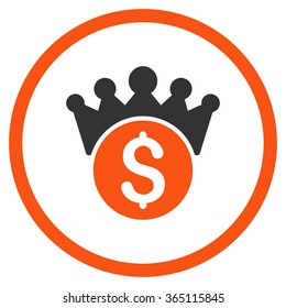 Financial Power vector icon. Style is bicolor flat circled symbol, orange and gray colors, rounded angles, white background.