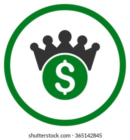 Financial Power vector icon. Style is bicolor flat circled symbol, green and gray colors, rounded angles, white background.