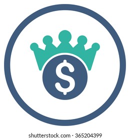Financial Power vector icon. Style is bicolor flat circled symbol, cobalt and cyan colors, rounded angles, white background.