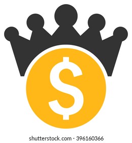 Financial Power vector icon. Style is flat symbol, yellow color, white background.
