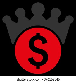 Financial Power vector icon. Style is flat symbol, red color, black background.