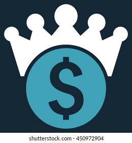 Financial Power vector icon. Style is bicolor flat symbol, blue and white colors, dark blue background.