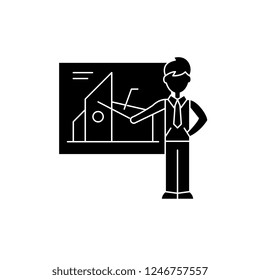 Financial presentation black icon, vector sign on isolated background. Financial presentation concept symbol, illustration 