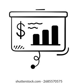 Icono de tablero de presentación financiera para informes, gráficos, análisis, crecimiento.