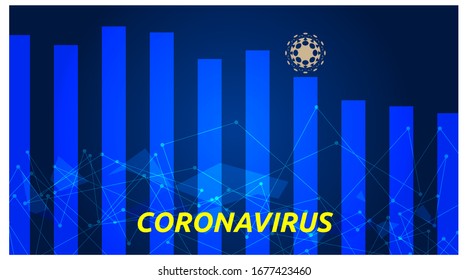 financial presentation headline template, about corona virus with bar charts. modern style design. vector