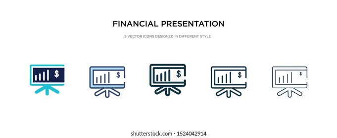 financial presentation icon in different style vector illustration. two colored and black financial presentation vector icons designed in filled, outline, line and stroke style can be used for web,