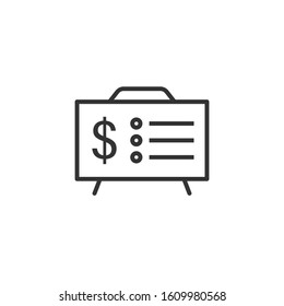 Financial presentation icon in flat style. Money analysis vector illustration on white isolated background. Marketing chart business concept.