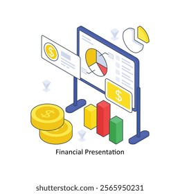 Financial Presentation isometric Colored illustration. EPS File stock illustration