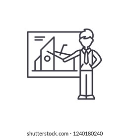 Financial presentation line icon concept. Financial presentation vector linear illustration, symbol, sign