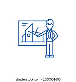 Financial presentation line icon concept. Financial presentation flat  vector symbol, sign, outline illustration.