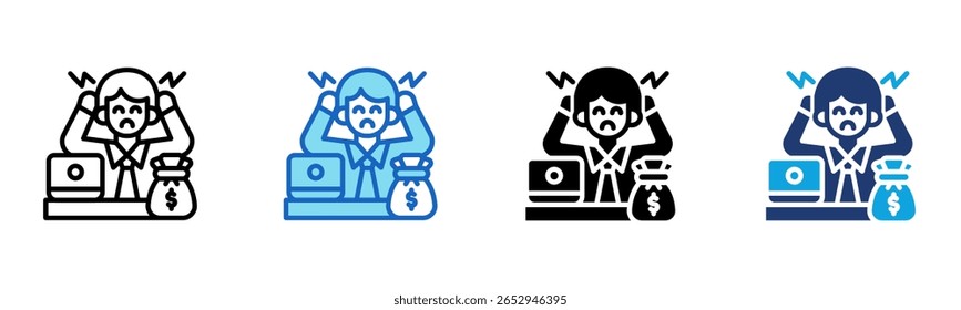 Financial Pressure icon Multi Style Vector Illustration