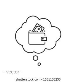 financial problem icon, finance debt, money need, trouble credit, thin line web symbol on white background - editable stroke vector illustration eps 10
