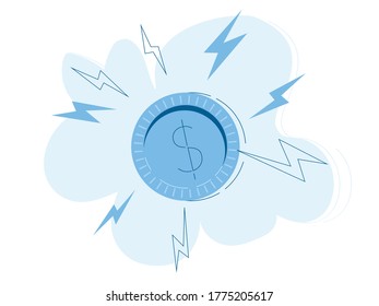 Problemas financieros, bancarrota de negocios, Ilustración vectorial para banner web, infografía, móvil. Crisis económica, 