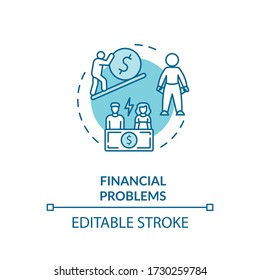 Financial problems concept icon. Lack of money idea thin line illustration. Economic crisis and unemployment. Bankruptcy and poverty. Vector isolated outline RGB color drawing. Editable stroke
