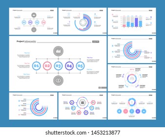 Financial process, bar, doughnut, pie and flow charts. Business and management concept. Infographic design set can be used for workflow layout, diagram, annual report, presentation, web design.