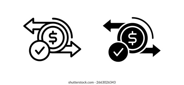 Proceso financiero conjunto de íconos múltiples de Ilustración vectorial two.line y glyph