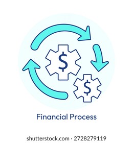 Financial process optimization and automated money workflow icon with editable stroke.