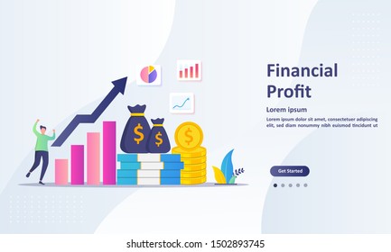 Financial profit concept design, boost business productivity, budget planning, income growth, Suitable for web landing page, ui, mobile app, banner template. Vector Illustration