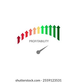 Financial profit graph chart. Green and red arrow up. Profit trading. Business economic and marketing growth graph finance concept with up arrow symbol. Color scale with pointer