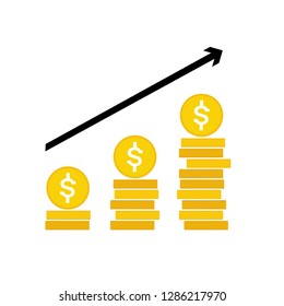 Financial profit growth. Modern flat  concept for web design. Vector illustration with coins and arrow. Money. Banking app