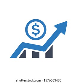 Financial profit progress chart icon