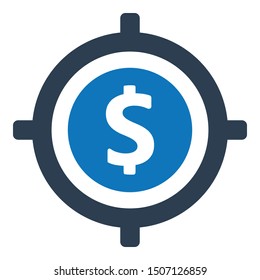 Financial profit target icon. Vector graphics.