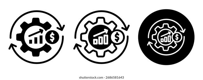 Glifo de Colección de íconos de progreso financiero y Ilustración vectorial mixta