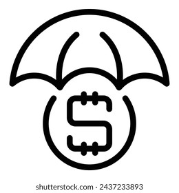 Vector de esquema de icono de prosperidad financiera. Dinero, capital de inversión. Estrategia empresarial satisfactoria