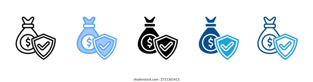 Conjunto de iconos de protección financiera colección de varios estilos
