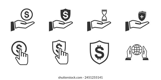 financial protection provider icon set, simple design for business needs. vector eps 10.