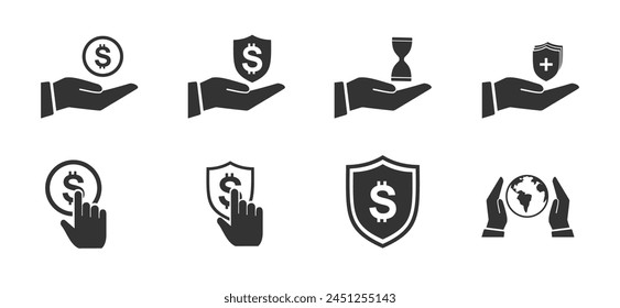 financial protection provider icon set, simple design for business needs. vector eps 10.