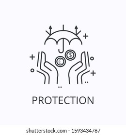 Financial protection thin line illustration. Concept of money safety. Outline vector illustration