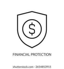 Ícones de vetor de linha fina de proteção financeira.