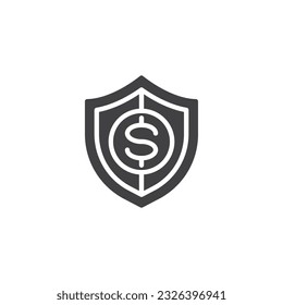 Icono vector de protección financiera. signo plano relleno para concepto móvil y diseño web. Escuche con el icono de glifo de dinero. Símbolo, ilustración del logotipo. Gráficos vectoriales