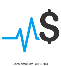 Financial Pulse vector icon. Style is bicolor flat symbol, blue and gray colors, white background.