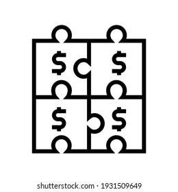 financial puzzle and diversification line icon vector. financial puzzle and diversification sign. isolated contour symbol black illustration