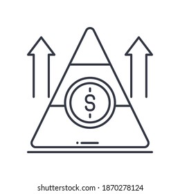 Icono de pirámide financiera, ilustración lineal aislada, vector de línea delgada, signo de diseño web, símbolo de concepto de contorno con trazo editable sobre fondo blanco.