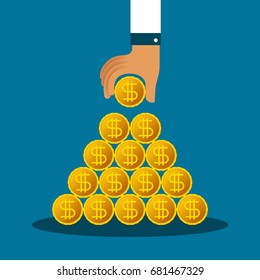 Financial pyramid vector concept in flat style
