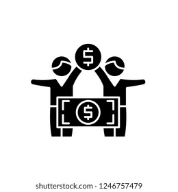 Financial pyramide black icon, vector sign on isolated background. Financial pyramide concept symbol, illustration 