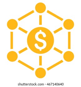 Financial Radial Scheme icon. Vector style is flat iconic symbol with rounded angles, yellow color, white background.