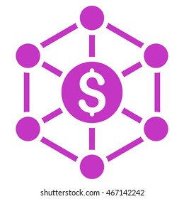 Financial Radial Scheme icon. Vector style is flat iconic symbol with rounded angles, violet color, white background.