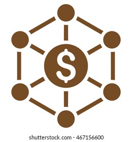 Financial Radial Scheme icon. Vector style is flat iconic symbol with rounded angles, brown color, white background.