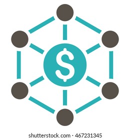 Financial Radial Scheme icon. Vector style is bicolor flat iconic symbol with rounded angles, grey and cyan colors, white background.
