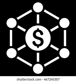 Financial Radial Scheme icon. Vector style is flat iconic symbol with rounded angles, white color, black background.