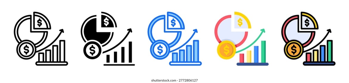 Financial Ratio Icon Set Multiple Style Collection Vector Illustration