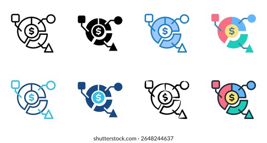 Financial ratios icon set multiple style collection 
