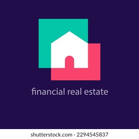 Financial real estate house logo. Unique design color transitions. Custom real estate exchange logo template. vector.